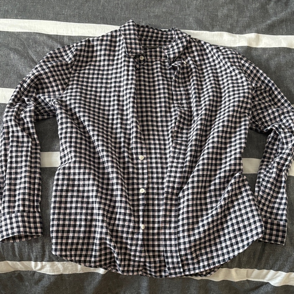 Slate & Stone Black and White Checkered Casual Button Down Shirt